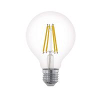 EGLO LED filament light bulb, dimmable E27 globe for retro lighting, 7.5 watt (equivalent to 60 watt), 806 lumen, warm white glow, 2700 Kelvin, G80 Edison lamp, Ø 3.1"