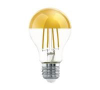 EGLO LED filament light bulb with golden crown mirror top, half-mirrored Edison lamp, 7.5 watt (equivalent to 60 watt), 806 lumen, warm white glow, 2700 Kelvin, A60, Ø 2.4"
