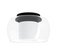 Eglo LED Flush Ceiling Light Briaglia-c, dimmable Smart Home Lighting, Elegant Living Room lamp Made of Glass and Black Metal, Warm - Cool White, RGB