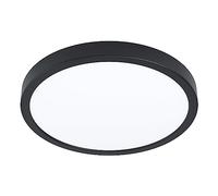 Eglo LED Flush Ceiling Light Fueva 5, Ø 11 in, Round Bathroom Lighting Made of Black Metal and White Plastic, Warm White lamp, IP44