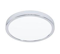 Eglo LED Flush Ceiling Light Fueva 5, Ø 11 in, Round Bathroom Lighting Made of Chrome Coloured Metal and Plastic, Warm White lamp, IP44