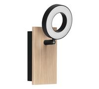 Eglo LED Indoor Wall Light Rielves, Mounted Lamp with Adjustable Spot, Wooden Spotlight in Brown and Black Metal, FSC-Certified Spotlight, Warm White