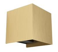 Eglo LED Indoor Wall lightValmontone, Wall lamp Cube with indirect up and Down Light, Wall uplighter for Bedroom and Living Room, Brass-Coloured Metal, Warm White, 10 x 10 cm