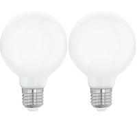 Eglo LED Light Bulb Milky, Opaque E27 Globe, 7 watt (Equivalent to 60 watt), 806 Lumen, Warm White Glow, 2700 Kelvin, G80 Edison lamp, Ø 3.1" (Pack of 2)