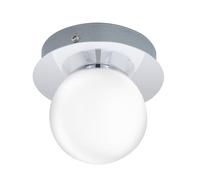 Eglo LED Mosiano Ceiling Light, Bathroom Wall Light, Bathroom lamp Made of Stainless Steel in Chrome and Opal Frosted Glass in White, LED Moisture-Proof Light, Warm White, IP44, D 11 cm