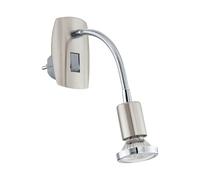 Eglo LED Night Light Plug in Wall Mini 4, Spotlight with Switch and Flexible arm, Reading lamp, Silver and Chrome-Coloured Steel, GU10