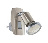 Eglo LED Night Light Plug in Wall Mini 4, Spotlight with Switch, Flexible Socket lamp, Silver and Chrome-Coloured Steel, GU10