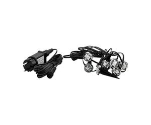 EGLO LED Outdoor String Lights, 9-Flame Spike Light Chain | Material: Plastic, Colour: Black, IP65