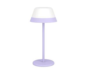Eglo LED Outdoor Table lamp Meggiano, dimmable Camping lamp, Cordless Outside Garden Light with Hanging lampshade, USB, Plastic in White and Purple, Warm White, RGB, IP54
