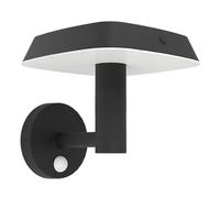 Eglo LED Outdoor Wall lamp Dreoli, Solar Light Fixture with Motion Detector, Porch Lighting Made of Black Plastic, IP44