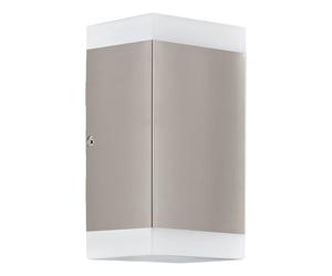 Eglo LED Outdoor wall Light Carpinera, 2 Flame External Porch Lighting, Angular Waterproof Outside lamp Made of Stainless Steel and White Plastic, GU10 Socket, IP44