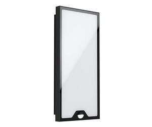 EGLO LED Outdoor Wall Light Casazza with Motion and Twilight Sensor, External Porch Lighting, Waterproof Outside Lamp Made of Black Galvanized Steel and White Plastic, IP44, H 42 cm