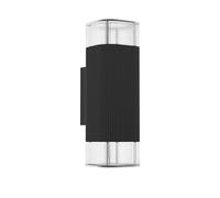 Eglo LED Outdoor wall Light Castelnuovo, up and Downlight, Porch and Front Door lamp, Black Aluminium with Clear Plastic, GU10 Socket, IP65