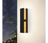 Eglo LED Outdoor Wall Light Costorio – Aluminium, Black & Wood Look, Warm White, IP44