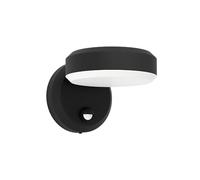 Eglo LED Outdoor wall Light Fixture Fornaci, External Porch Lighting with Motion Detector and Twilight Sensor, Outside Downlight, façade lamp, Black Metal and White Plastic, Warm White, IP44