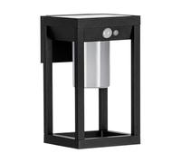 EGLO LED outdoor wall light fixture Martano, external porch lamp with motion sensor, solar-powered outside spotlight, black aluminium and white plastic, warm white, IP44
