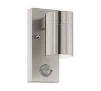 Eglo LED Outdoor wall Light Riga 5 with Motion and Twilight Sensor | external porch lighting, waterproof outside lamp made of stainless steel and clear glass, GU10 socket, IP44