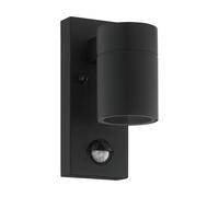 EGLO LED Outdoor Wall Light Riga 5 with Motion and Twilight Sensor, External Porch Lighting, Waterproof Outside Lamp Made of Black Galvanized Steel and Clear Glass, Gu10 Socket, IP44