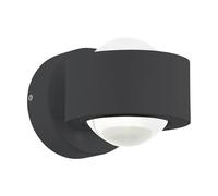 Eglo Treviolo LED Outdoor Wall Light 2-Bulb Outdoor Light Modern LED Wall Light Made of Cast Aluminium in Anthracite and White Glass LED Outdoor Lamp Warm White IP44