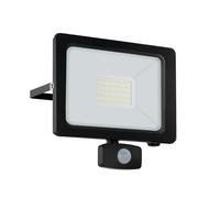 Eglo LED Outdoor Wall Spotlight Faedo 3, Outside Light Made of Black Aluminium, Porch Lighting with Motion Sensor, Neutral White lamp, IP65