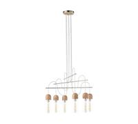EGLO LED Pendant Lamp Zacharo 1, Dining Table pendant light | Steel in Matte Nickel, Wood, Glass in Brown and Clear, E27 Socket
