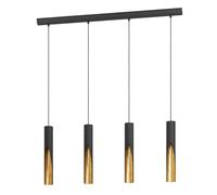 Eglo LED Pendant Light Barbotto, 3 lamp Ceiling Light Fitting with indirect Lighting, Hanging lamp for Dining and Living Room, Metal in Black and Gold, GU10 Bulb, Warm White