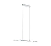 Eglo LED Pendant Light Cartama, 4-Light Hanging Lamp, Metal and Plastic Pendant, Dining Table Light in Chrome, Clear, Frosted, Hanging Living Room Lamp, Square Warm White LEDs