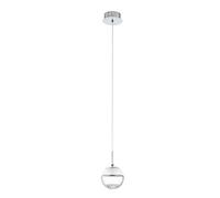 Eglo LED Pendant Light Montefio 1, Single-Light Hanging Lamp, Pendant Lamp Made of Metal, Glass and Crystal, Hanging Light in Chrome, White, Warm White LED Dining Table Lamp
