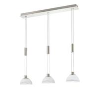Eglo LED Pendant Light Montefio, 3-Light Adjustable Hanging lamp, Pendant lamp, Stainless Steel Hanging Light in Silver and Alabaster Glass in White, LED Dining Table lamp Warm White