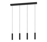 Eglo LED Pendant Lighting Almudaina, 4 lamp Ceiling Light Fitting for Dining Room, Hanging lamp Made of Black Metal, Warm White, 84 cm