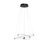 Eglo LED Pendant Lighting Banderillas, Minimalistic Ceiling Light Fitting, Hanging lamp for Dining Room Made of Black Steel and White Plastic, Warm White, Ø 23.6"