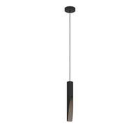 Eglo LED Pendant Lighting Barbotto, Hanging lamp with indirect Lighting | metal ceiling light fixture in black and wood look, GU10 bulb, warm white, FSC certified