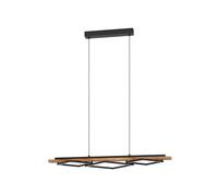Eglo LED Pendant Lighting Boyal, 3-Light Hanging lamp for Dining Table, Ceiling Light Fitting Living Room, Rustic Wood and Black Metal, FSC Certified, Warm White