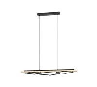 Eglo LED Pendant Lighting Boyal, 3-Light Hanging lamp for Dining Table, Ceiling Light Fitting Living Room, Light Wood and Black Metal, FSC Certified, Warm White