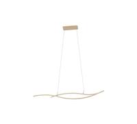 Eglo LED Pendant Lighting Grisolia, Hanging lamp Above Dining Table, Curved Dining Room lamp, Ceiling Light Fixture for Living Room, Metal and Plastic in Wood Look, Warm White, 140 cm