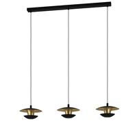 Eglo LED Pendant Lighting Nuvano, 3 Bulb Ceiling Light Fitting Made of Black and Golden Metal Hanging lamp for Dining and Living Room, GU10 Socket, Warm White