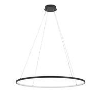 Eglo LED Pendant Lighting Parruta, Hanging Dining Table lamp with Remote Control, Round Ceiling Light Fixture Living Room, Black Metal and White Plastic, Warm White-Cold White, Ø 99 cm