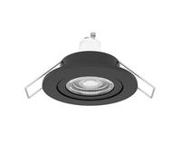 Eglo LED Recessed Spotlight Barranco, Bathroom Ceiling Spot, Black Plastic Light, Warm White lamp, Including GU10 Bulb, IP44