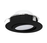 Eglo LED recessed Spotlight dimmable Pineda, Swivel Ceiling spot in Black Plastic, Flat Light, Warm White, 5.5 W, 360 lm, 3000 K, Ø 8.4 cm