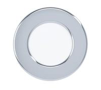 Eglo LED recessed Spotlight Fueva 5, Ø 8.6 cm, Steel and Plastic Light Surface, Chrome, White, Flat Bathroom Spotlight, Shallow 26 mm Depth, Warm White, IP44