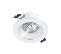 Eglo LED recessed Spotlight Salabate, dimmable Ceiling spot, Flat Light, White Aluminium, Warm White, 6W, 380 lumens, 3000 K, Ø 8.8 cm