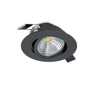 Eglo LED recessed Spotlight Saliceto, dimmable Ceiling spot, Round Flat Light, Black Aluminium, Warm White, Ø 8.8 cm