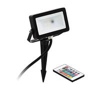 EGLO LED RGB Outdoor Spotlight Faedo 4 with RGB remote control, Dimmable | Single-Head Outdoor Light with Ground Spike, Material: Aluminium, Plastic, Colour: Black, IP44