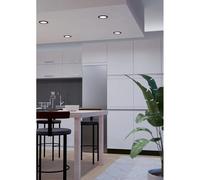 Eglo Connect.z Smart-Home recessed LED Bathroom Spotlight Fueva 6-Z, Flat, Ø 11.7 cm, ZigBee, app and Alexa Voice Control, RGB, Warm-Cold White, dimmable, Black Metal Ceiling spot, IP44