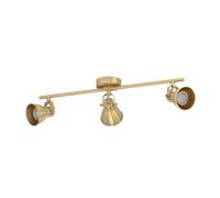Eglo LED Spotlight bar Seras, 3 Adjustable spot Lights | ceiling light fitting, living room lamp made of brushed brass and golden steel, track lighting, GU10 light bulbs, warm white