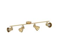 Eglo LED Spotlight bar Seras, Ceiling Light Fitting with 4 Adjustable spot Lights, Living Room lamp Made of Brushed Brass and Golden Steel, Track Lighting with GU10 Light Bulbs, Warm White