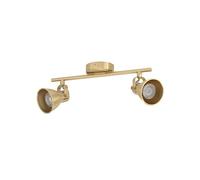 Eglo LED Spotlight bar Seras, with GU10 Light Bulbs, Warm White | ceiling light fitting with 2 adjustable spot lights, living room lamp made of brushed brass and golden steel, track lighting
