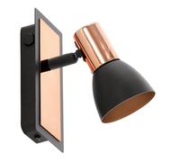 Eglo LED Wall Lamp Barnham, Wall Spotlight, Metal Wall Light, Living Room Lamp in Black and Copper, Hallway Lamp, Spotlight Including GU10 Bulb, Warm White