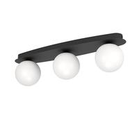 Eglo LED Wall lamp Castrivido, 3-Flame Bathroom Mounted Light, Metal Black with White Glass Globe, Includes Warm G9 Bulb, IP44 Rated