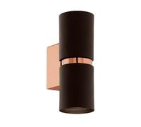 Eglo LED Wall Lamp Passa, 2-Light Wall Spotlight, Indoor Metal Wall Light in Brown and Copper, Living Room lamp, Hallway Light with up and Down Illumination, Round, GU10 Socket